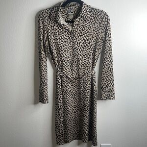 Diane Von Furstenberg Silk Long Sleeve Midi Dress